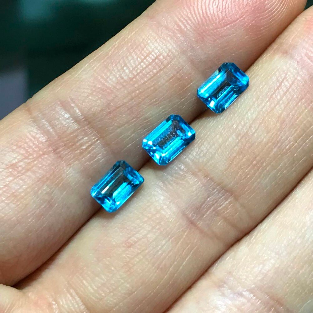 VVS 5 mm * 7mm smaragd schneiden Topas edelstein reale natürliche licht blau Topas verlieren stein für schmuck Einkaufen