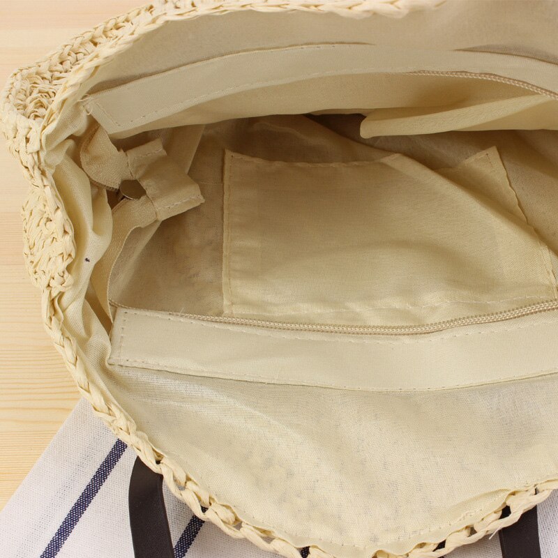 Handmade Round Women Handbag Knitted Straw Bag Bohemian Summer Beach Bags Female Shoulder Bag Hand Woven Circular Tote