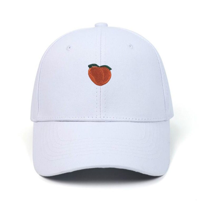 fruit baseball cap hip hop cotton embroidery peach dad hat for women outdoor sports curved sun hat snapback hat: dark white