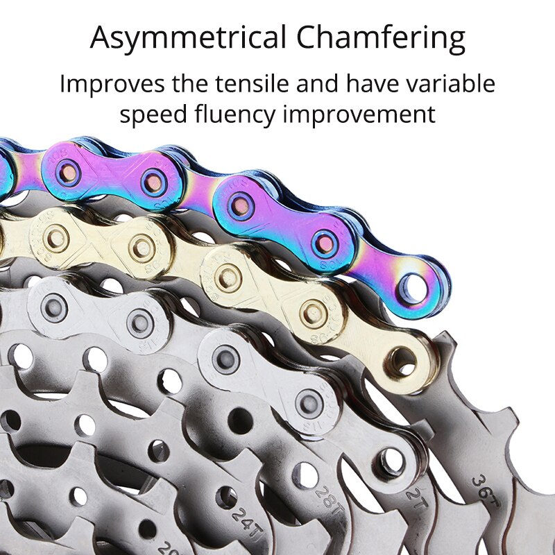 SCUD Mtb Bike Chain 9 10 11 12 Speed Mountain Road Bicycle Chains Double X Rainbow Silver 116L Lightweight 10 v corrente