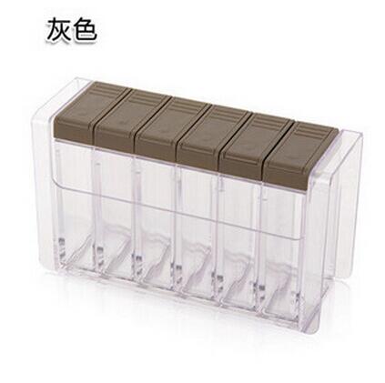 Kitchen supplies transparent plastic seasoning box seasoning bottle salt MSG seasoning jar storage box spice container ZP7051549: style B gray