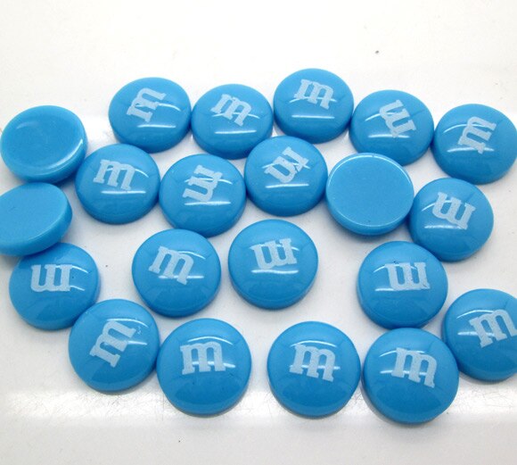 50Pcs 14mm Mixed Resin Decoration Crafts Letter M Bead Flatback Cabochon Scrapbook DIY Accessories Buttons: Blue