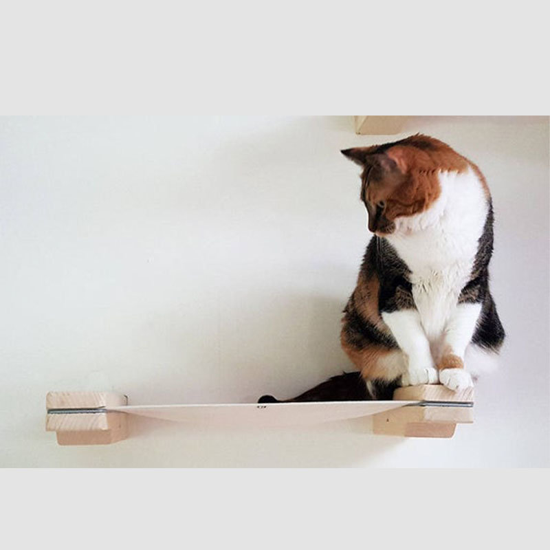 Cama hamaca de gato montada en pared, marco de escalada de madera acogedor, torre de juguete con plataforma para gato, pared, cama de gatito, árbol de gato, muebles para mascotas