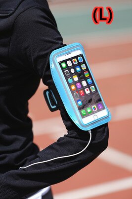 Universal Outdoor Sports Phone Holder Armband Case for apple Iphone 7 Gym Running Phone Bag Arm Band Case for xiaomi mi8 note7: Sky blue-L