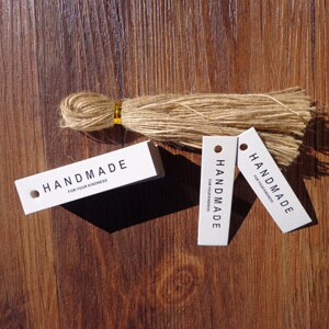 Etiquetas de de papel Kraft hechas a mano, 500 Uds., etiquetas de embalaje de agradecimiento, etiqueta de nota de recuerdo de de boda con cuerdas: Black Handmade