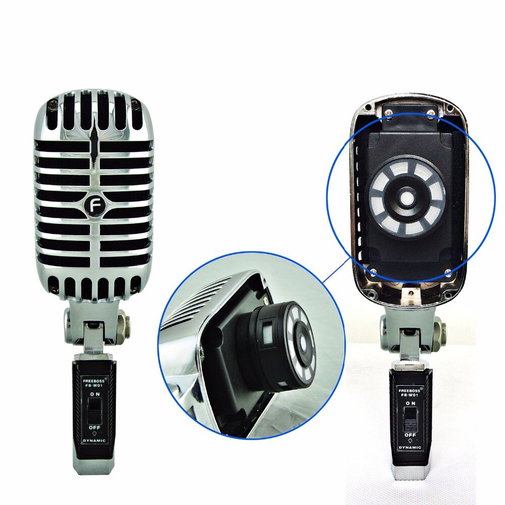 FREEBOSS FB-W01 Wired Dynamic Retro Microphone Vintage Style Karaoke KTV Studio Mic Jazz Stage Vocal Mic
