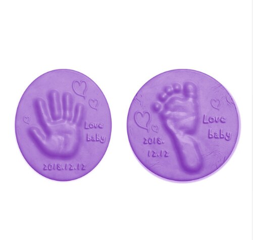 DIY huella de bebé de 40g, juguete con huella de bebé, almohadilla de pata de impresión, tableta de tinta de mano para padres e hijos, huella de aby ultra ligera: purple