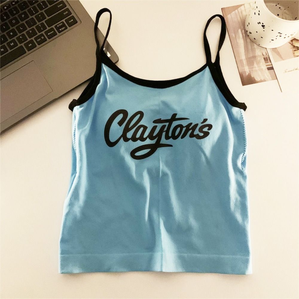 Med puder bogstavtryk tanktop camisole bralette kvinder  y2k crop toppe ærmeløs vest pige