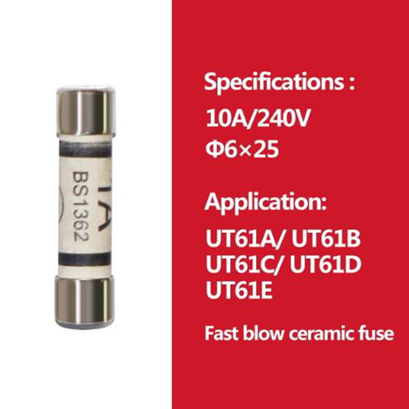 UNI-T Cartridge Fuse Fast Acting Fuse Porcelain Tube For Uni-t Multimeter UT61 UT139 UT890 UT39 UT105 UT171 Series.: 10A 240V