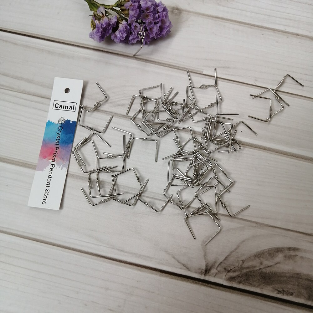Camal lot de 100 connecteurs à broches torsadées en forme de m, couleur chrome, pour prisme en cristal, lampe, lustre 14mm suspension, bricolage