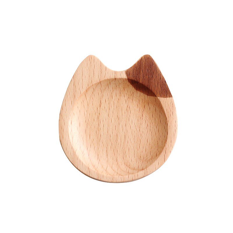 Cartoon Saus Schotel Kat Vorm Schotel Beuken Hout Kleine Houten Plaat Huishouden Dagelijks Jus Boten Duurzaam Servies: 02 1pcs