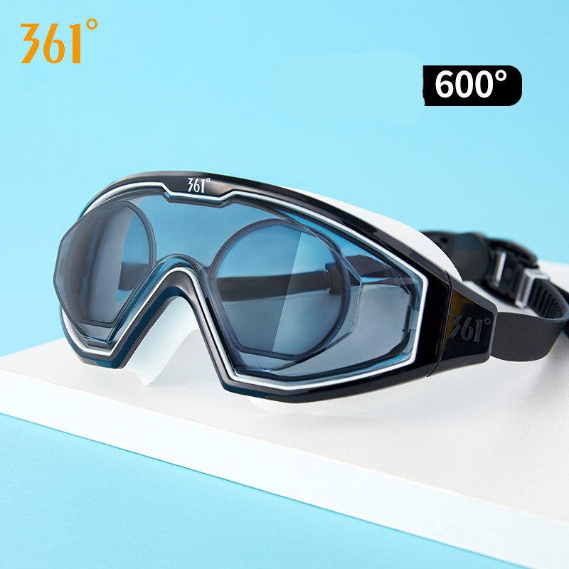 361 duża ramka okulary pływackie wodoodporne Anti-Fog HD damskie profesjonalne do powiek ochrona krótkowzroczność gogle męskie gogle pływackie: black 6171(-6.0)