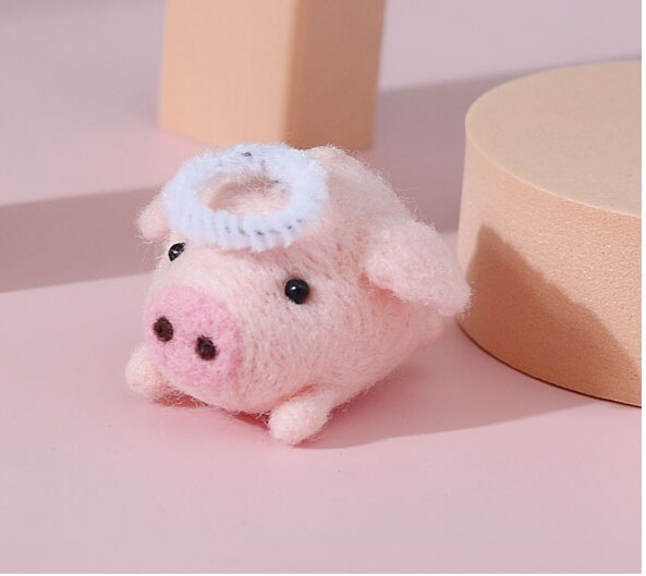 Animal key chain wool needlepoint kit wool felt needle felting pendant craft needlecraft DIY handmade: Default Title