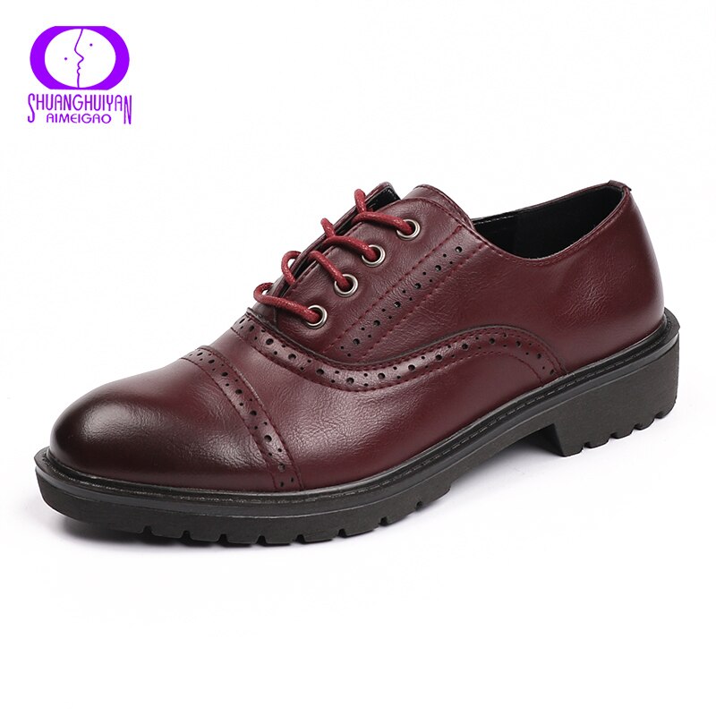 AIMEIGAO Printemps été femmes Chaussures Oxford Collège Style À Lacets À Talons Bureau Dames Chaussures En Plein Air Décontracté Chaussures De Sport Légères