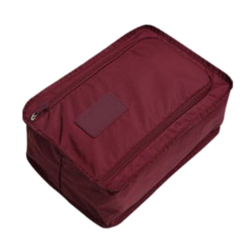 Reise Tragbare Wasserdichte Schuhe Tasche Organizer Lagerung Tasche Tasche Verpackung Würfel Griff Nylon Reißverschluss Tasche Zubehör: Wein rot