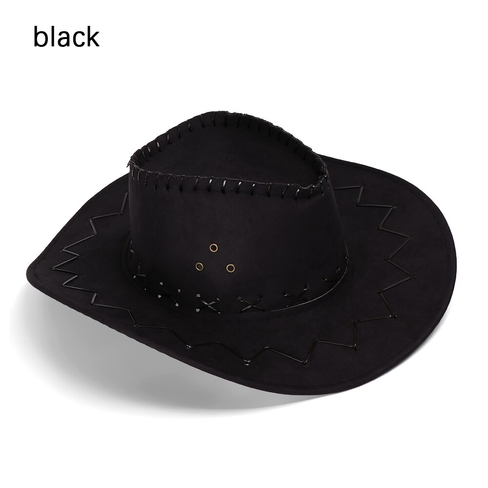 Western Cowboy Hat Women Men Sun Visor Cap Wide Sun Shield Hat Travel Beach Chapeu Cowboy Cap: Black