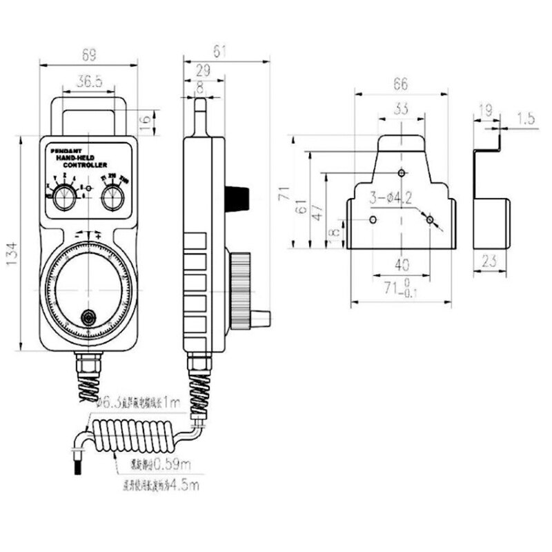 5V 1W 100 Line Electronic Handwheel Pendant Handheld Four-Axis Controller