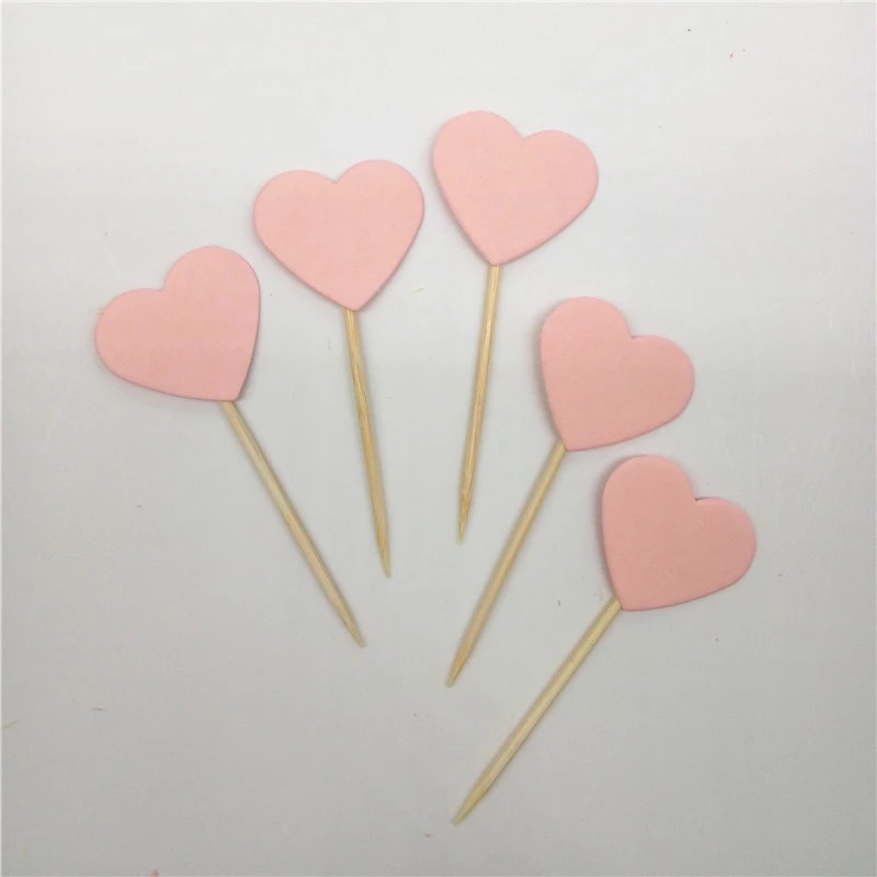 30 pièces/ensemble belle paillettes coeur étoile forme Cupcake Toppers anniversaire fête de mariage décoration gâteau décoration de gâteau nourriture Pi: pink