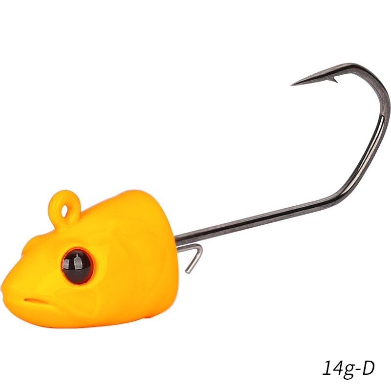TSURINOYA-anzuelos de cabeza plomada de 11g y 14g, señuelo suave para pesca en aguas profundas, aparejos de Metal, accesorios de pesca: TSU-JIG HOOKS-14g-D