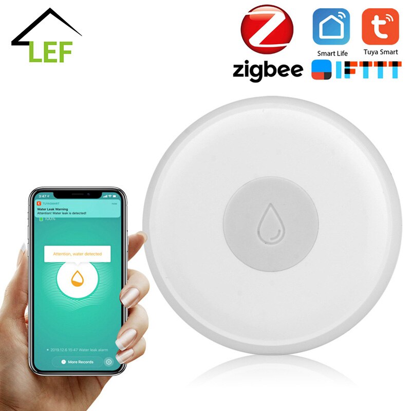 Tuya Zigbee Smart Home Water Leak Sensor Wireless Flooding Detector Water Leakage Detection Alert Water Level Overflow Alarm