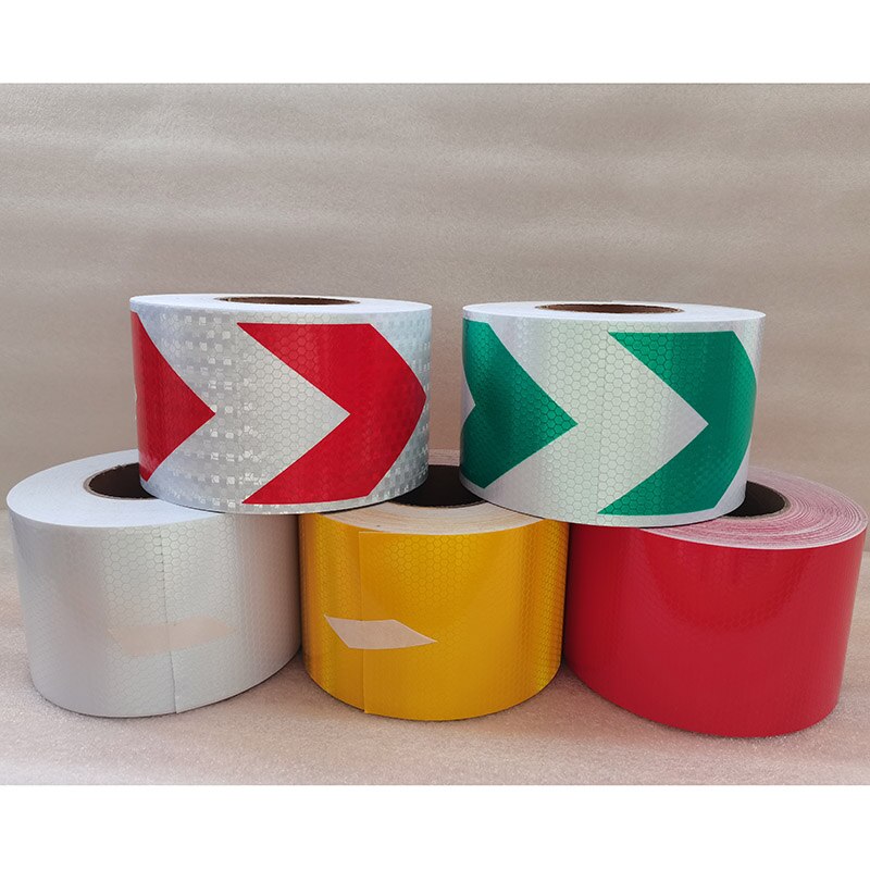 Cinta reflectante de seguridad para motocicleta, pegatinas rojas y blancas, tira Diagonal, Material reflectante, 10cm x 10m