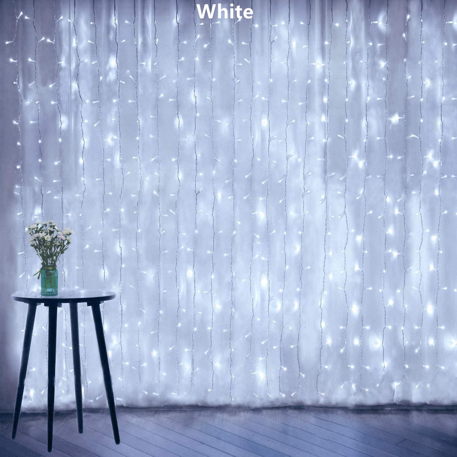 Guirnalda de luces LED de 3x1/3x2/3x3M, guirnalda de luces de hadas navideñas para exteriores, hogar, boda/cortina/Decoración de jardín: White / 3X2M