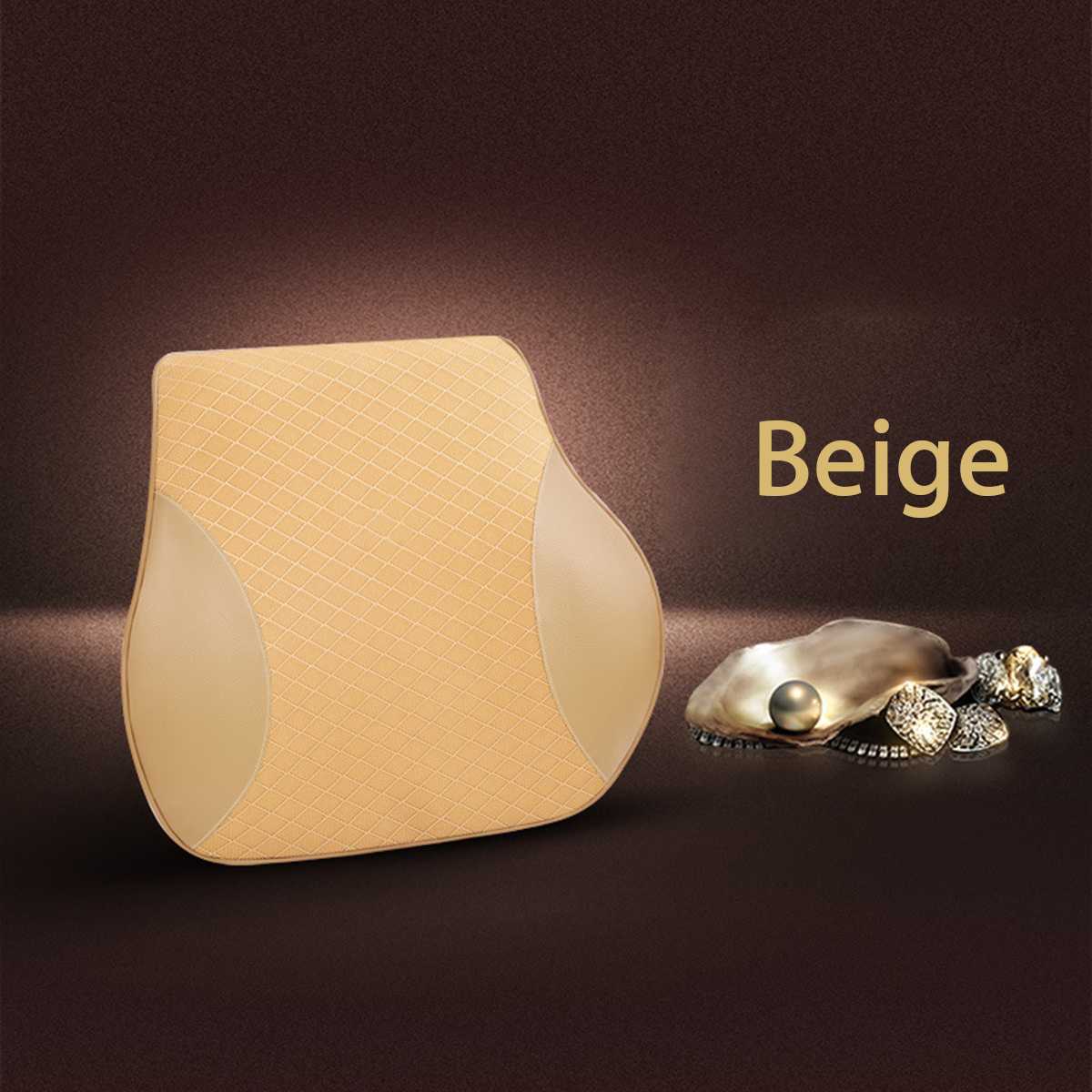 Blød memory foam lændestøtte rygmassager taljepude pude til bilsædepuder lindre smerter ryglæn lændepude: Beige
