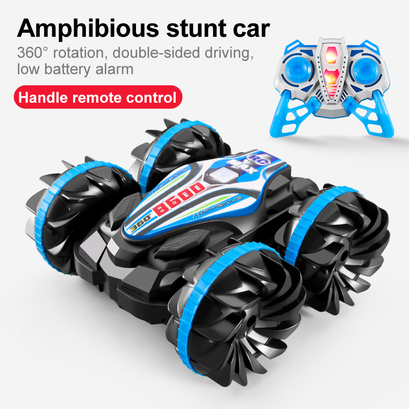 Voiture amphibie télécommandée RC, voiture de cascade, véhicule Double face, roue de dérive légère, jouets d'extérieur pour garçons et enfants: GRIS