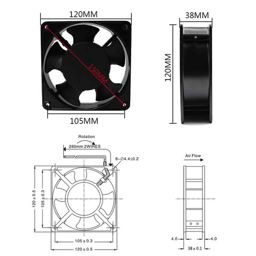 Dp200a 220v 5 blade køleventilatorer kuglelejer køleventilator støjsvag køleventilator heatsink radiator køkken køleværktøj