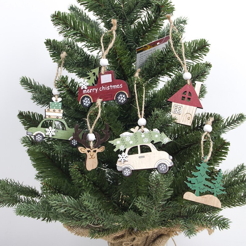 neue Weihnachten Holz Dekoration Anhänger Elch Weihnachten Baum Ornament Neue Jahr Weihnachten für Kinder