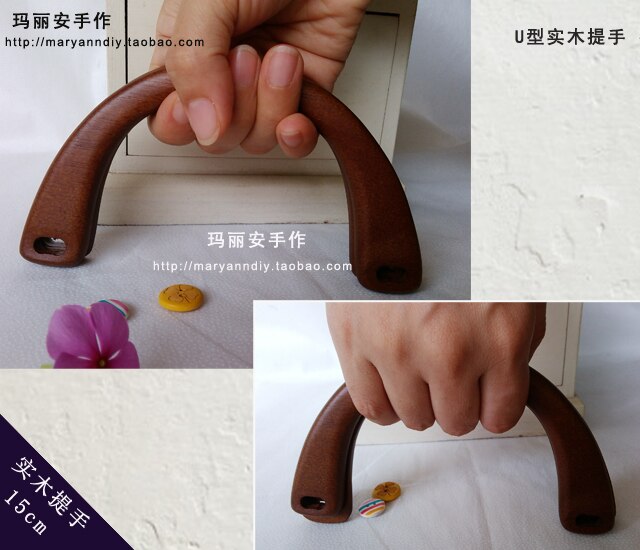 2 colors 15cm Solid Wood arch simply DIY bags handbags handles Wooden purse handle parts Wooden Bag Handles