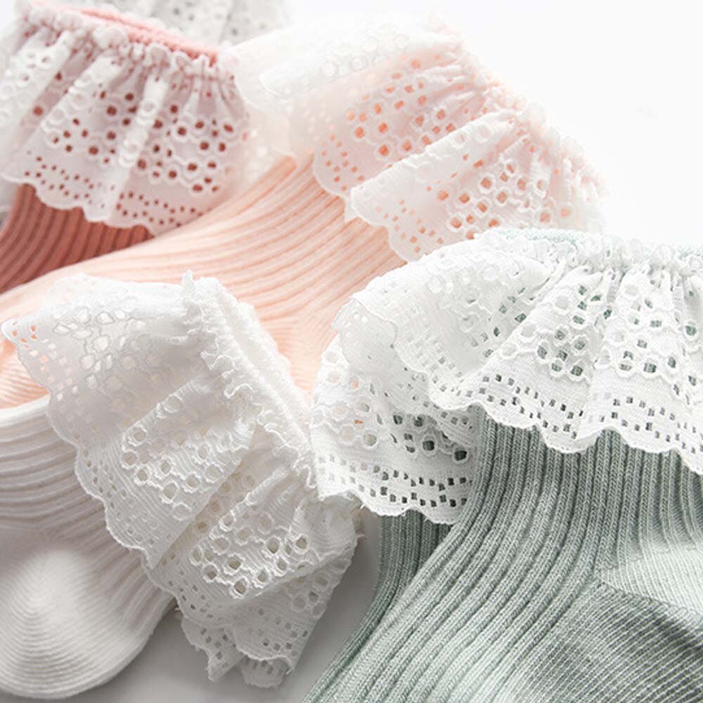 retrò Dei Bambini Del Merletto Calzini E Calzettoni pizzo balza Laterale Ragazze Calzini E Calzettoni di colore Solido Del Cotone Del bambino Calzini E Calzettoni Primavera proprietà Calzini E Calzettoni