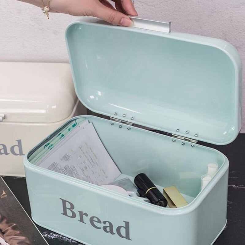 Vintage brødkasse skab jern snackboks desktop efterbehandling støvtæt opbevaringsboks opbevaringsbeholder mad køkken køkkenhylde indretning