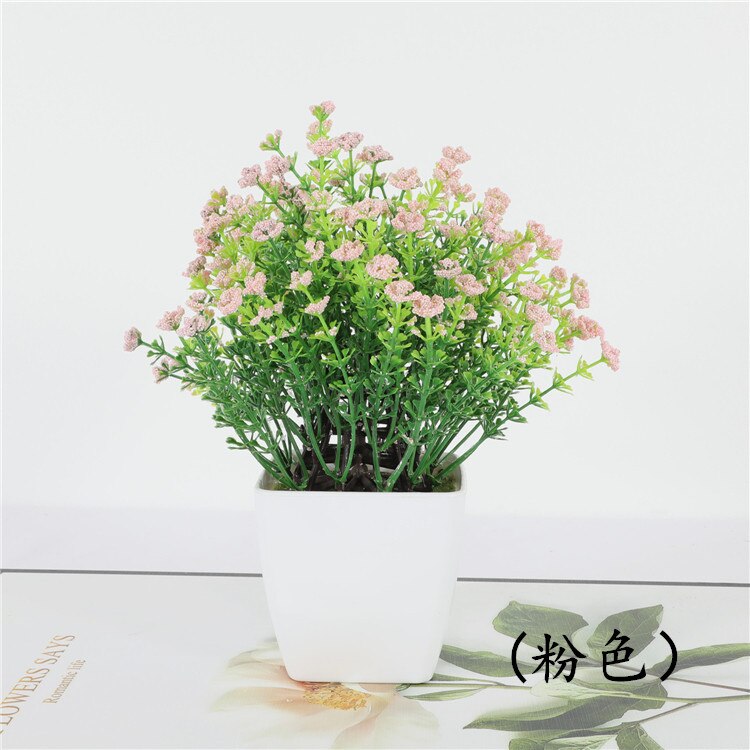 1pc Artificial Flower Bonsai Small Simulated Tree Plants Table Desktop Potted Ornaments Home Hotel Garden Decorate Plants: pink