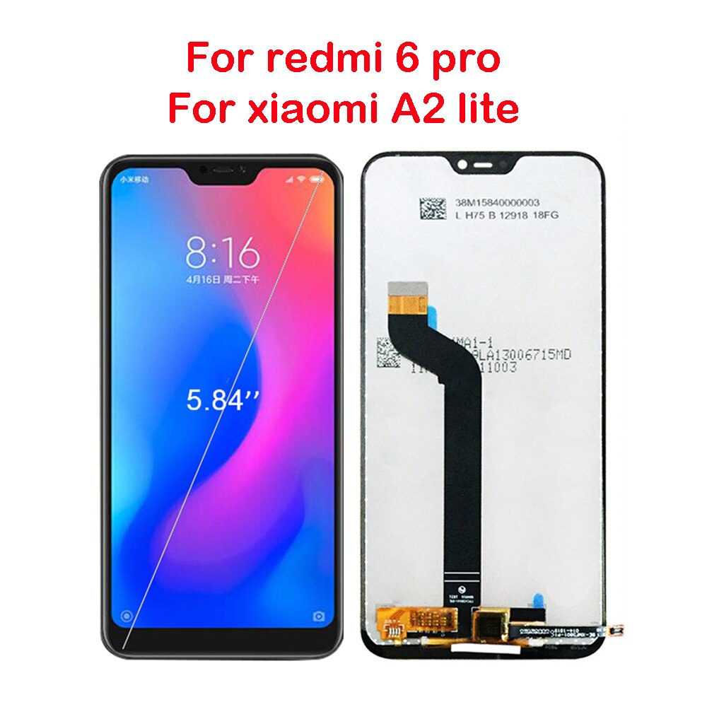 Per XiaoMi Redmi Nota 6 Pro/ Redmi 6 6A / Redmi 6 Pro /A2 Lite Display LCD + touch Screen Digitizer Assembly Pezzi di Ricambio: A2 L balck no frame