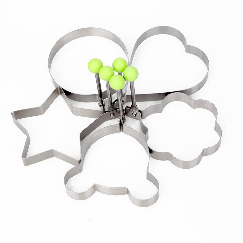 Moldes de acero inoxidable para freír huevos y tortitas, herramientas de cocina, accesorios de cocina, 5 unids/set por juego