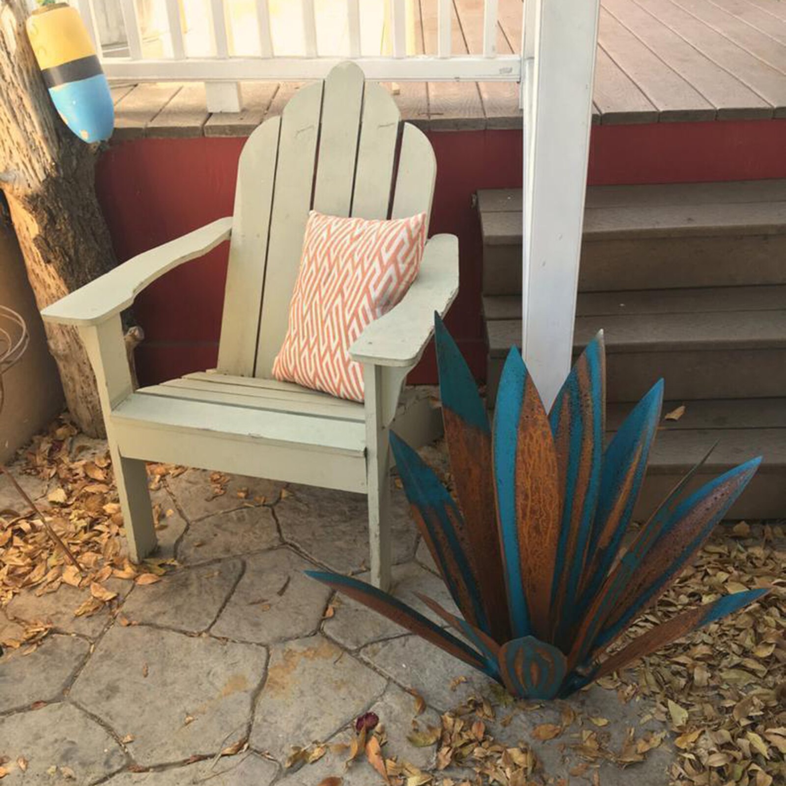 Rustik blå tequila skulptur samling agave plante have dekoration statue