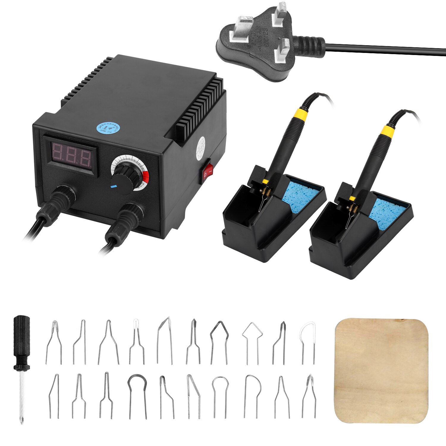 0-650 ℃ 100W maszyna robić pirografii cyfrowy wyświetlacz elektryczny gurda drewniana maszyna robić pirografii z 20 sztuk ogrzewanie pióra głowice uniwersalne: UK wtyczka