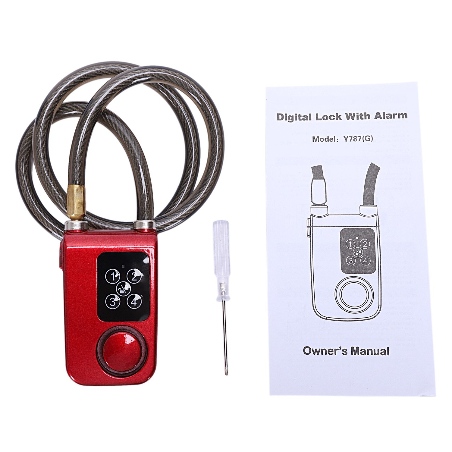 FSTE Electric Digital Bike Alarm Lock With Wire Rope Waterproof Home Anti Theft Lock With 110Db Alarm For Door & Bicycle