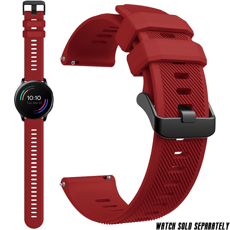 Silikonarmband für oneplus watch 22mm, ersatzarmband für smartwatch, schnellverschluss, streifenmuster, strukturierte oberfläche, armbandzubehör: Leidenschaftsrot