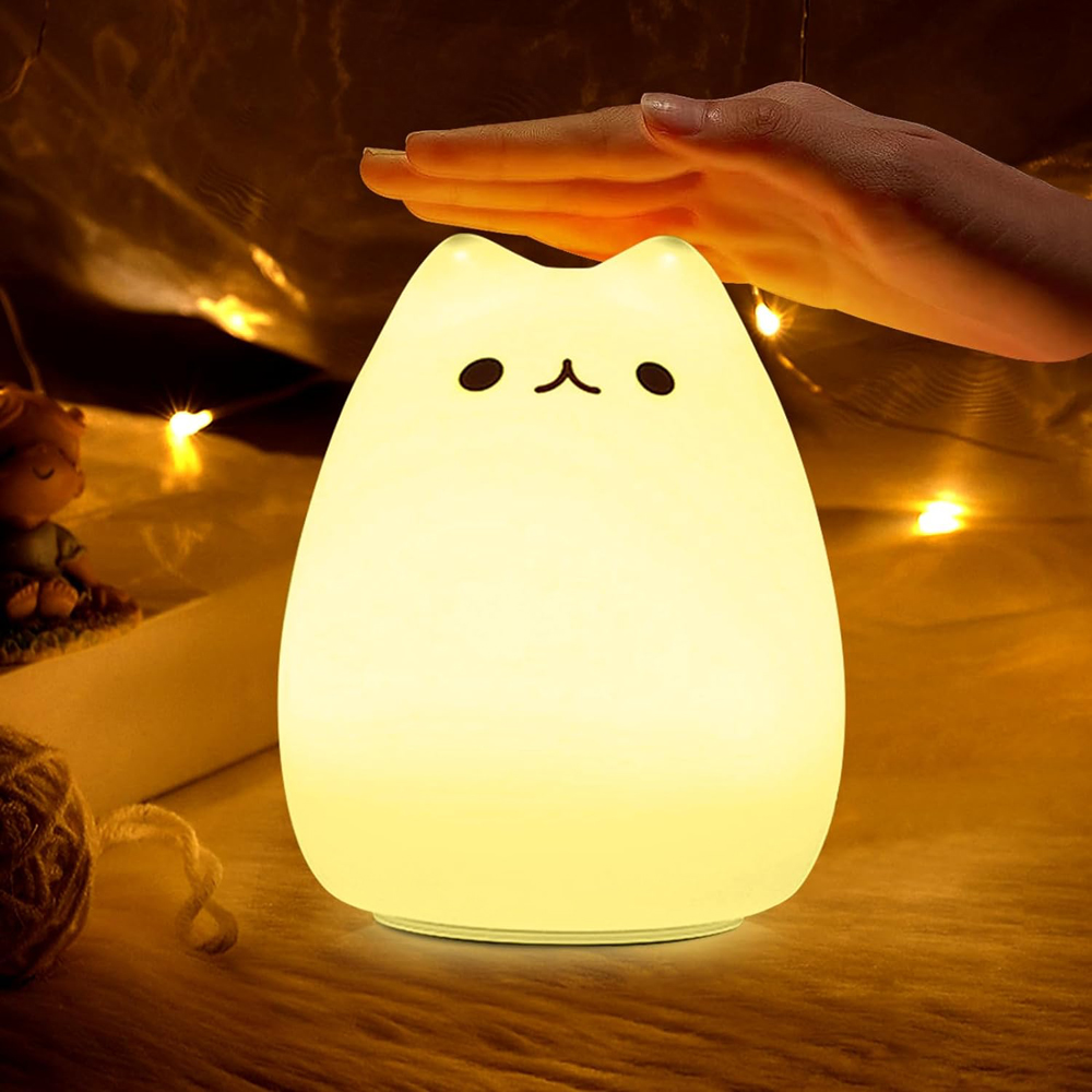 LED-Katzen-Nachtlicht für freundlicher, Silikon, niedliche Katzen-Nachtlichter für Kinderzimmer, tragbar, mehrfarbig, Weihnachtsgeschenke für Babys und freundlicher