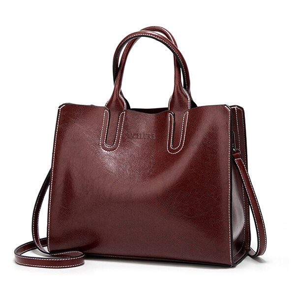 Leder Handtaschen Große Frauen Tasche Casual Weibliche Taschen Stamm Tote Spanisch Schulter Taschen für frauen bolsa feminina: White coffee