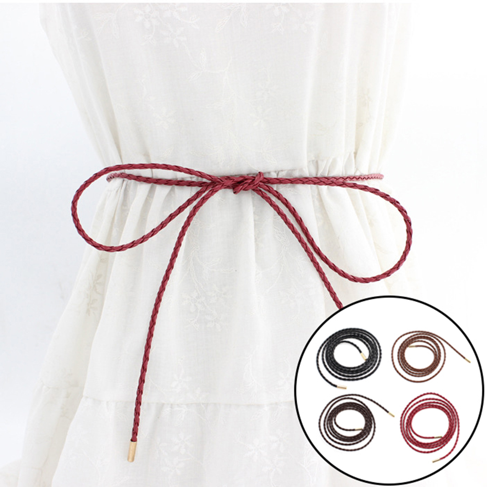 Cuerda de cintura larga tejida para mujer, Cinturón fino de 160cm, decoración Simple, lazo para vestido, cinturones de , 1 unidad
