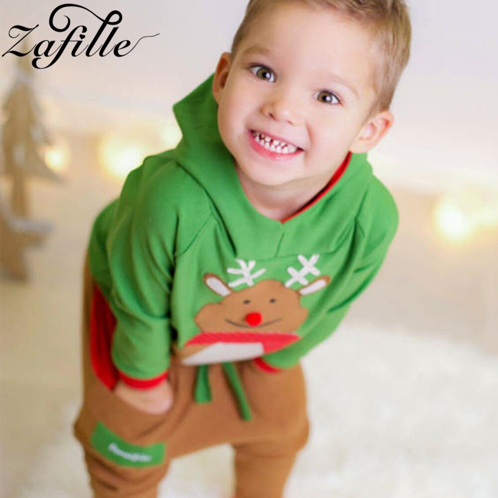 ZAFILLE-trajes navideños para bebé, traje de Año , conjunto de ropa de invierno para bebé, con alces impresos, 2 uds.
