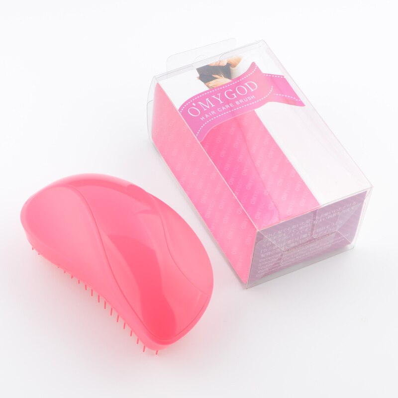Mango forme démêlant brosse à cheveux doux dents démêlant peigne à cheveux magique salon de coiffure outils de coiffure rose bleu noir avec boîte: Pink