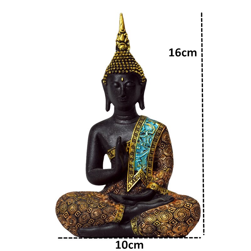 Estatua de Buda tailandés VILEAD de 16cm, figuritas de resina de Buda tailandés, decoración del hogar para sala de estar Fengshui: Default Title