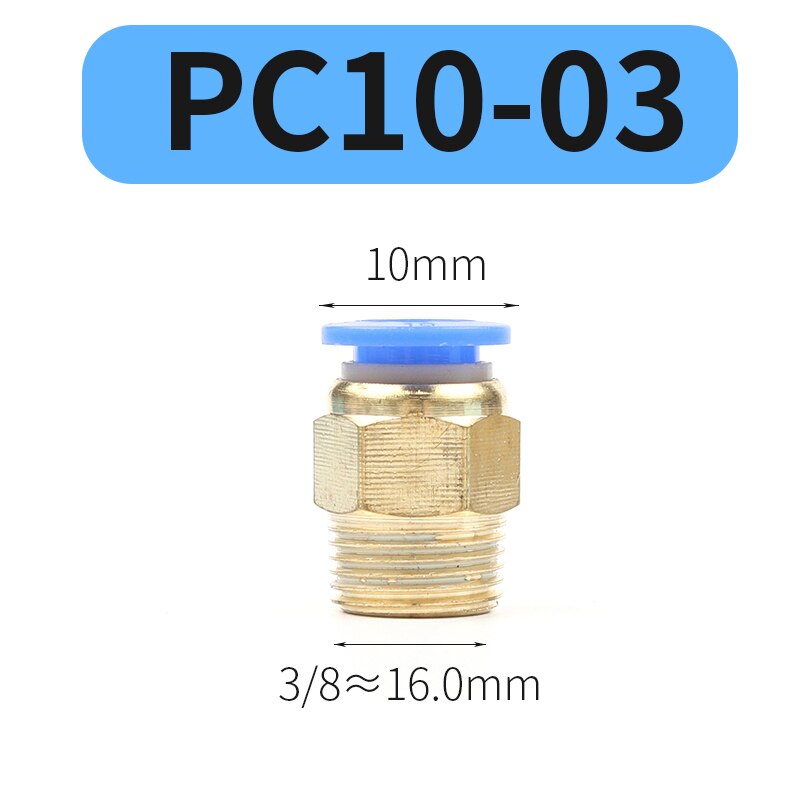 PC Air Pneumatic Fitting 4mm 6mm 8mm 10mm 12mm Male Thread 1/4 1/2 1/8 3/8 Compressed Hose Tube Pipe 4-M5 6-M5 Quick Connector: PC10-03