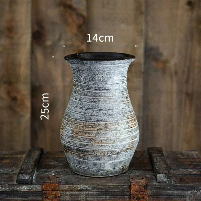 Maceteros antiguos de cerámica desgastada, jarrones de arcilla rústica para decoración de balcón, adornos prácticos de escritorio de oficina sin tiempo: Multicolor