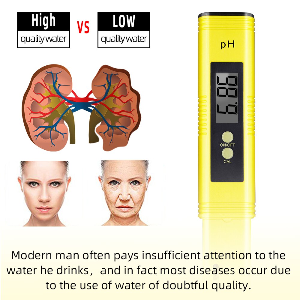 Ph Meter 0.01PH Tester Hoge Precisie Water Testen 0.00-14.00 Ph Maatregel Bereik Geschikt Voor Aquarium Zwembad