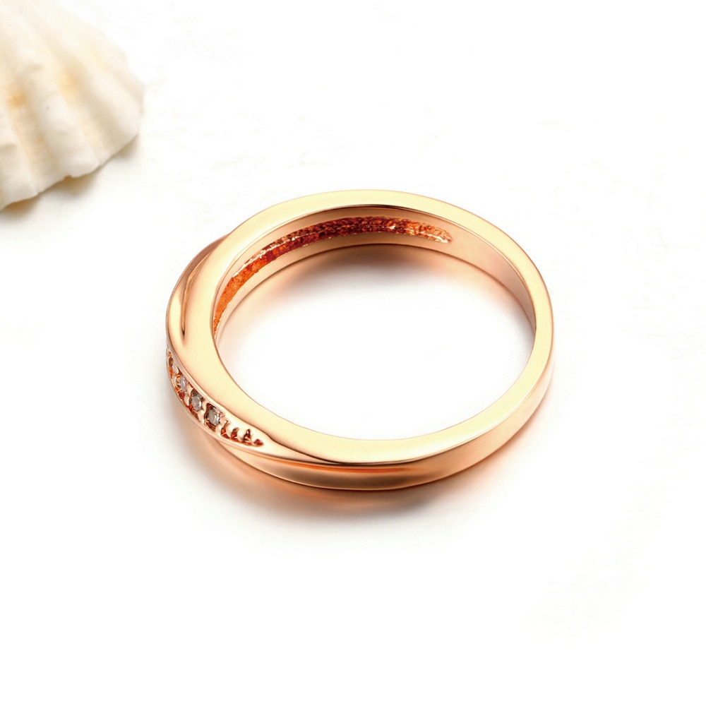 Dubbele Fair Unieke Zirconia Bruiloft/Engagement Ringen Voor Vrouwen Wit/Rose Goud Kleur Vrouwen Ring Klassieke sieraden DFR314